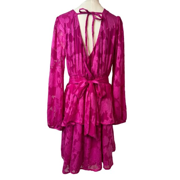 NWT Band Of The Free Large Fuchsia Pink Textured Long Sleeve Mini Dress - Picture 9 of 16